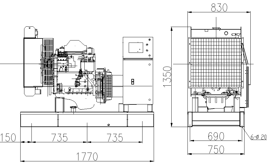 Konstrukcja generatora Diesla o mocy 25 kVA typu otwartego